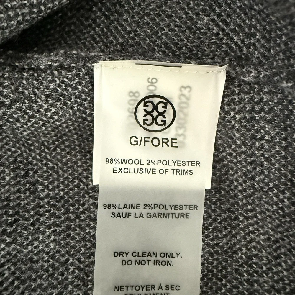 G/Fore 1/4 Zip Sweater Size L in Shades of Gray Camouflage 100% Wool EUC Golf